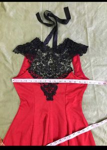 Red Dress with Lace Detail