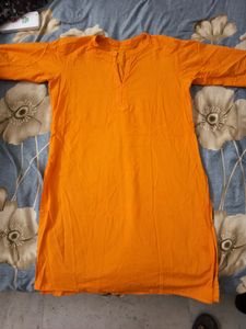 Yellow Short Kurta Kurti Unisex Small To Medium