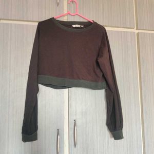 Miss Chase Black Full Sleeves Crop Top