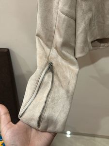 Tan Cropped Suede Jacket