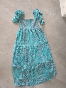 Blue Patterned Maxi Dress