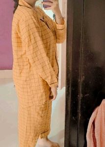 Yellow Checkered nightsuit set