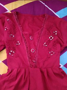 Red Embroidered Kurta/top