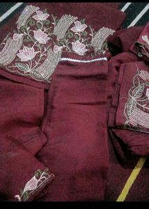 Elegant Maroon Embroidered Kurta Set