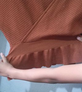 Stylish Rust-Colored Peplum Top