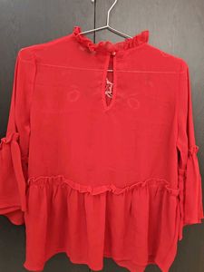 Red Embroidered Top