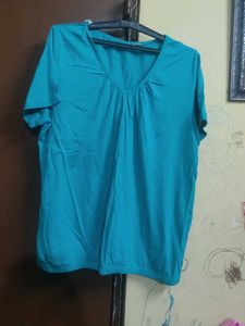 Teal V-Neck Top