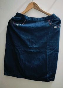 Denim Skirt With Handwork Detailing
