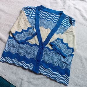 Blue Cardigan Top💙🤍