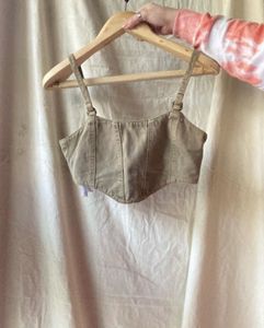 Freakins Denim Corset Crop Top