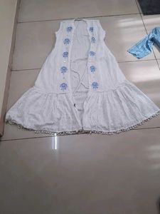 Blue &amp; White Dress with Shrug Brand New Fix Rate