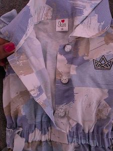Girls Blue White Jumpsuit Short 0-3month