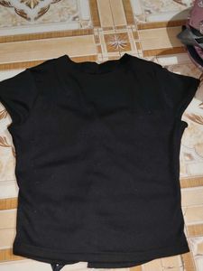 Black Lace-Up Crop Top