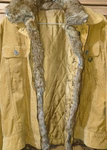 Cozy Faux Fur Collar Corduroy Jacket