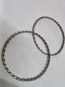 Silver Twisted Bangle Set