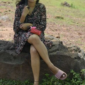 Black Floral Print Mini Dress