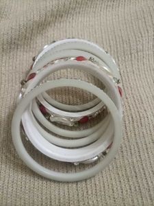White &amp; Red Stone Bangles