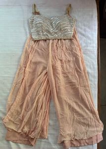 Embellished Gold Blouse And Pallazo Pants