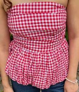 Gingham Print Tube Top