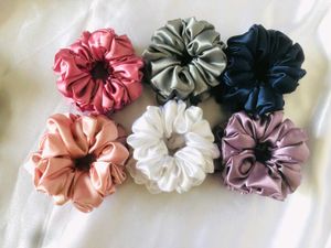 Silk Satin Scrunchies Set Of 12
