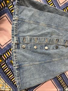 Button-Front Denim Mini Skirt