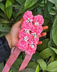 Pink Rose Corsage Wrist Accessory