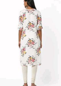 Ajio fusion Women White Assymetric Kurta
