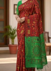 Set Of 2 Tribal Print Mix Cotton Blend Saree