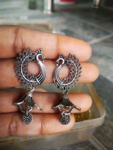 Peacock Design Silver Earrings