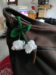 White Lily Of The Valley Crochet Keychain