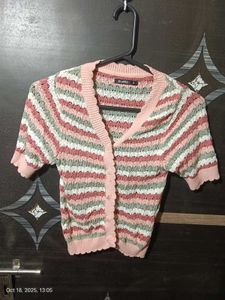 Striped Knit Multicolour Cardigan