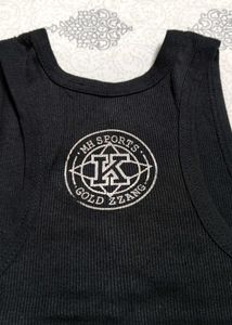 Women Black Ribbed Cotton Tank Top