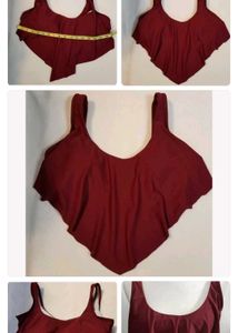 Burgundy Ruffle Tankini Top