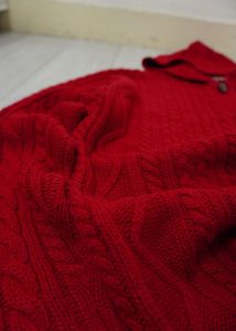 Red Lacoste Hooded Cardigan