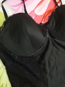 (1300)Vintage Black Lace Bodysuit