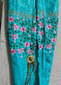 Aqua Embroidered Lhehnga Choli with Dupatta