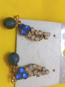 Blue & Rhinestone Earrings