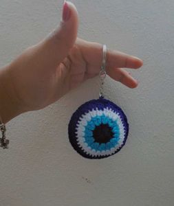 Handmade Crochet Evil Eye Keychain