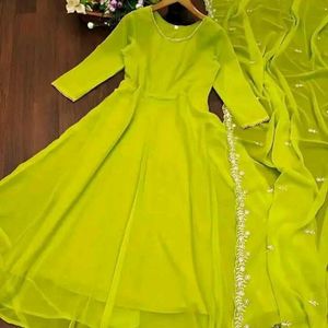 Lime Green Anarkali Suit