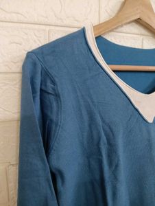 Blue V-Neck Top