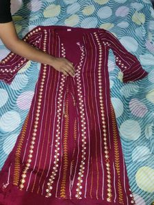 Maroon Embroidered Skirt