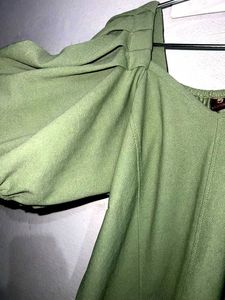 Olive Puff Sleeve Top