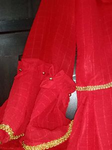 Elegant Red Gown with Rose Flowers