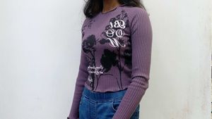Purple Graphic Print Top
