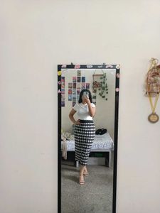 black and white textured skirt