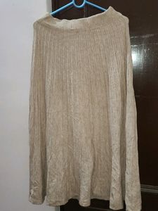 Long Woollen Flare Skirt Off-white Blush/nude Colo