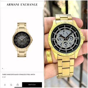 ARMANI EXCHANGE PREMIUM GOLD STRAP WD BLACK DIAL