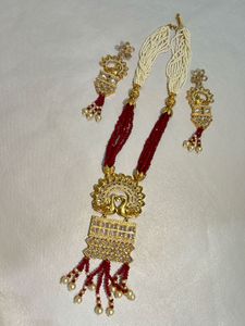 Elegant Gold &amp; Red Indian Jewelry Set