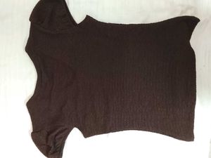 LITTLEBOX Fitted Brown Bow Top Y2k With Tag