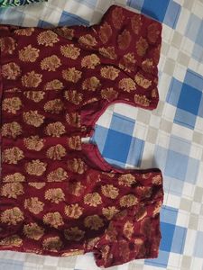 Beautiful Green Blue Combination Blouse &amp; Maroon